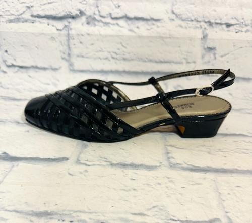 Ros Hommerson Women's 8.5M Charleston Slingback Shoes Patent Leather Square Toe - Picture 2 of 7