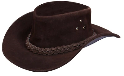 Australischer Brown Western Stil Cowboy Outback Echtes Wildleder Aussie Bush Hut - Bild 1 von 2