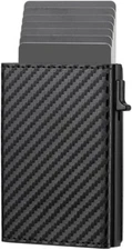 Mens Wallet Card Holder: Pop up Aluminum Case, RFID Block, Cash Slot
