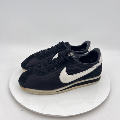 Vintage Nike Cortez Men Size 8 Black Nylon Suede Sneakers Made in Korea
