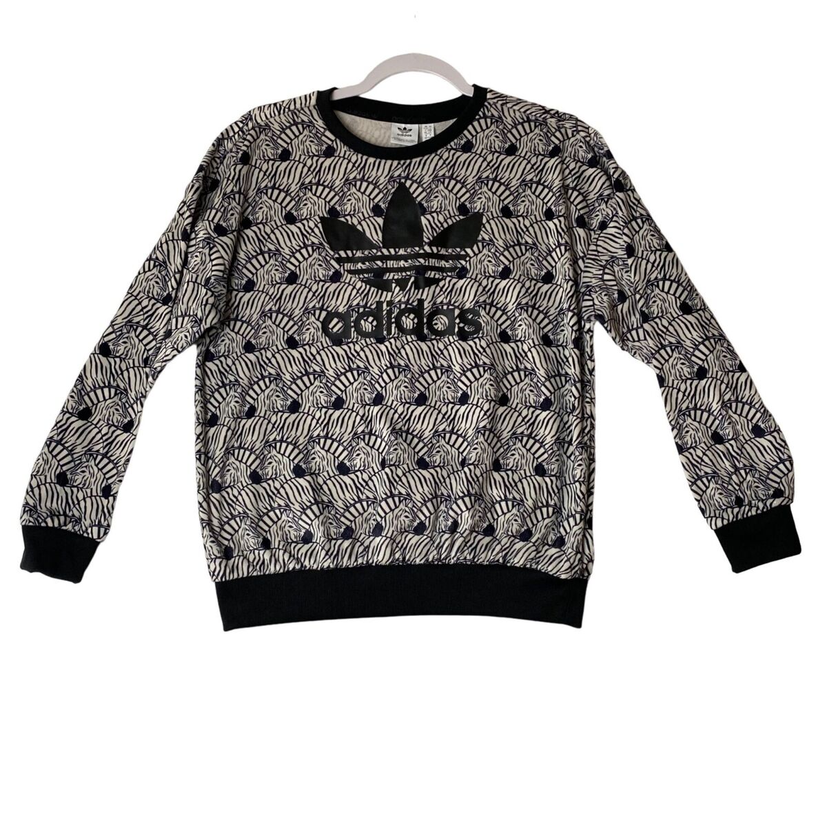 Adidas Girl White Black Zebra Animal Print Oversized Adidas Girl White Black Zebra Animal Print Oversized