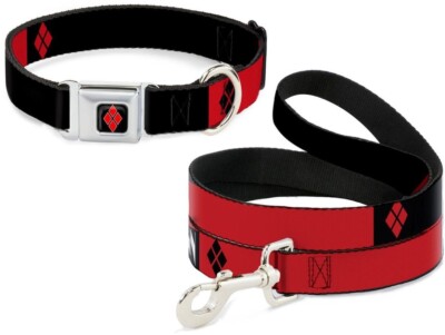 Buckle Down Harley Quinn Dog Collar & Leash Large XL  20''-31'' Neck 1.5''x6' Lead