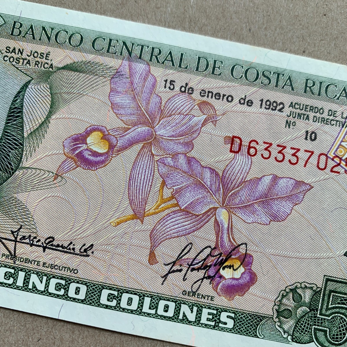 Costa Rican 5 Colones Banknote Rica Currency Note 1992 Paper Money
