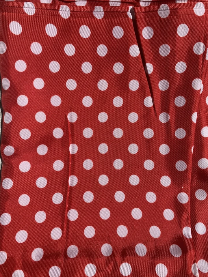 "Tela de satén vintage de lunares rojos y blancos 73x45""" Foto 2 de 4