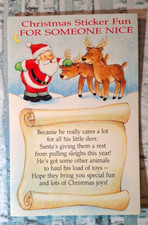Vtg Carlton Christmas Santa Sticker Fun Card With Stickers  Envelope New