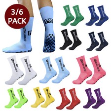 3/6 Pairs Men's Soccer Socks Anti-Slip Grip Pads Socks Non Skid Socks for Sports