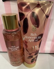 2 PCS SET VICTORIA'S SECRET RICH HONEYSUCKLE APRICOT BODY MIST SPRAY LOTION