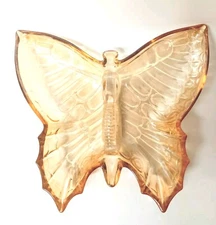 Marigold Depression Carnival Glass Butterfly Shaped Candy Decor Dish 