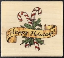 Holly Pond Hill Happy Holidays Banner Rubber Stamp