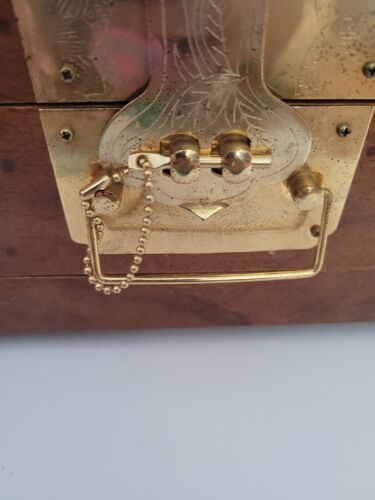 Vintage Asian Large Wood Jewelry Box Chest Brass Hardware key 12"X7"X8" - Picture 18 of 18
