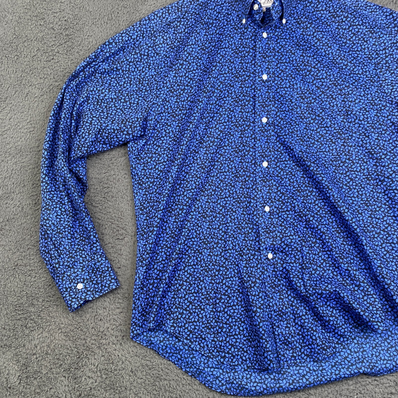 Camicia YSL Yves Saint Laurent uomo 16 34 35 stampa foglia abito manica lunga vintage