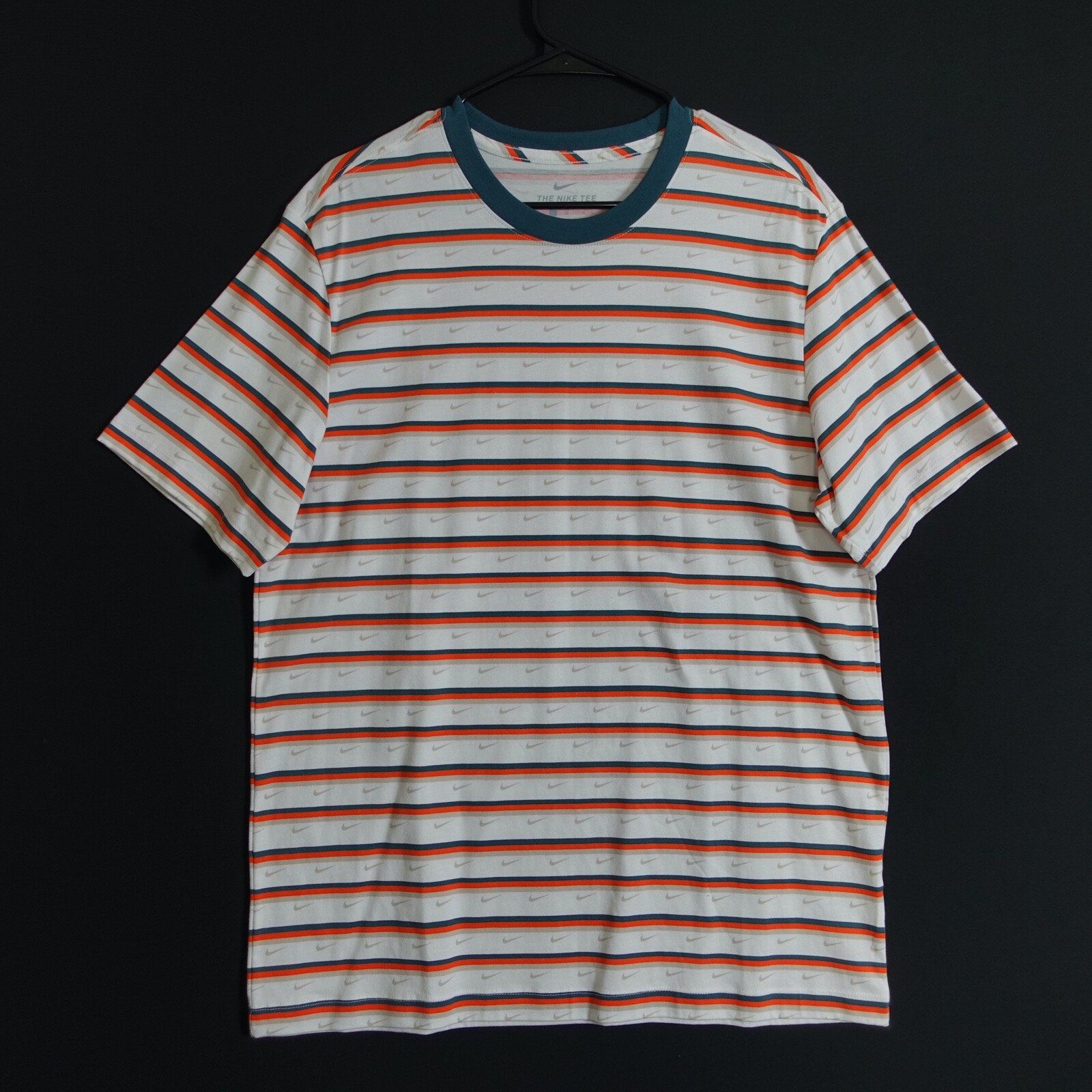 Футболка с полосатым логотипом Nike, мужская футболка большого размера L, повседневный топ белого цвета #102