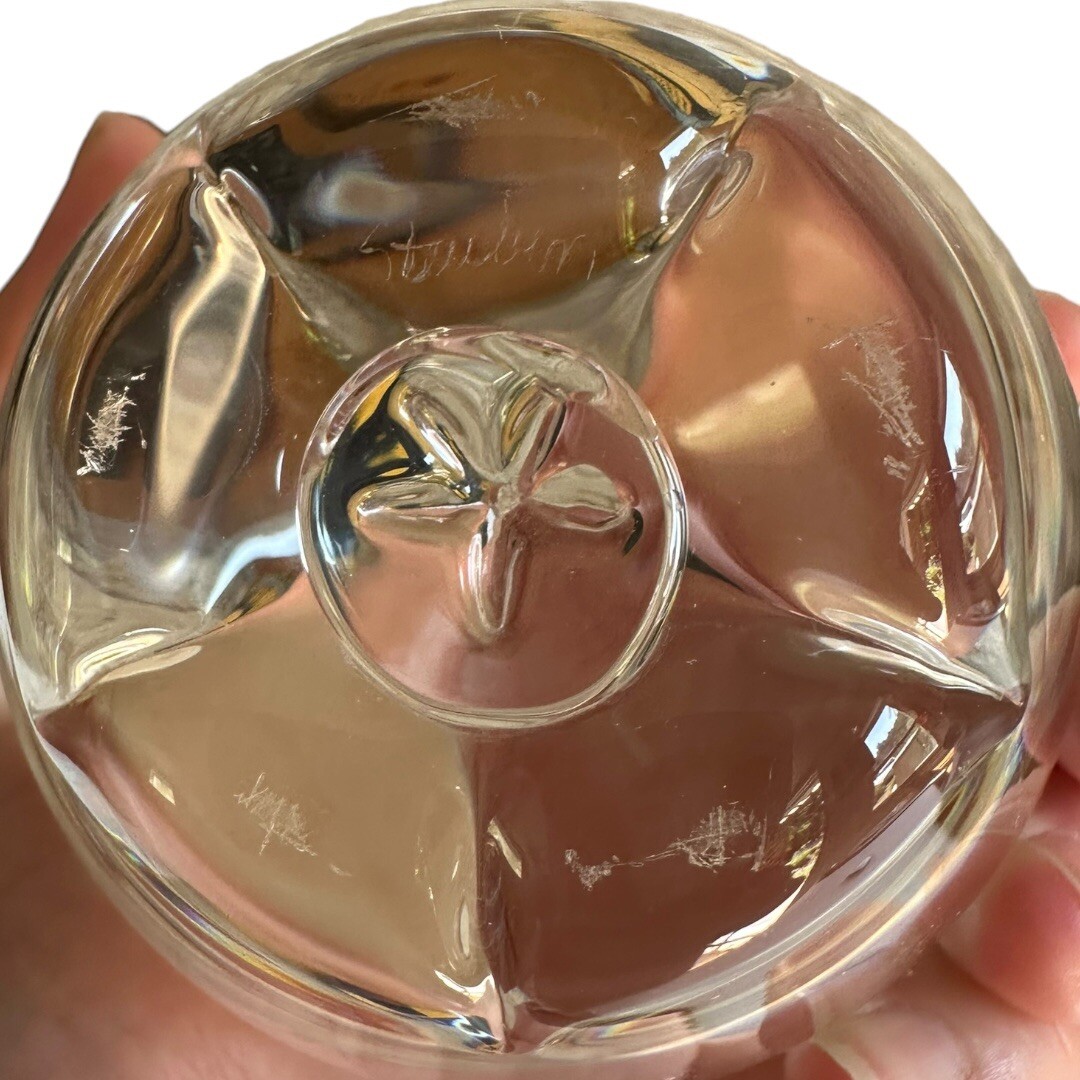 vintage life-sized apple shaped Steuben crystal clear glass apple