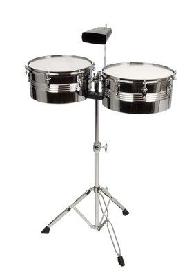 B-WARE Timbales Set 13'' 14'' Percussion Drums Cowbell Drum-Sticks Dämpferset