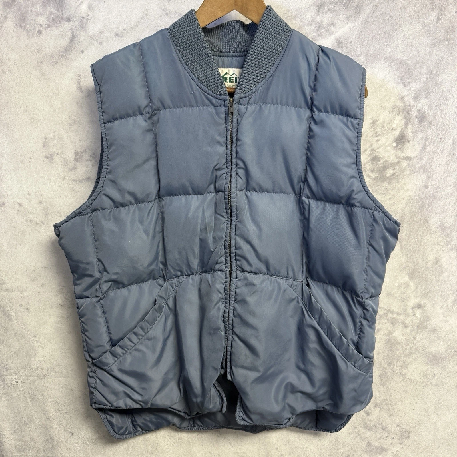 REI Goose Down Vest Blue Full Zip Adult Large Insulated Outdoor