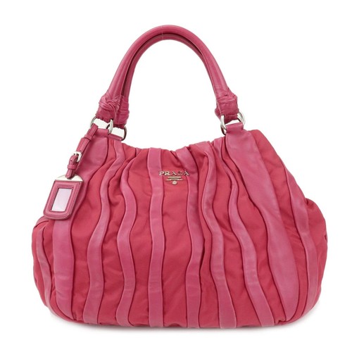 PRADA Nappa Leather Nylon Hand Bag Shoulder Bag Pink BR3994 Authentic Used