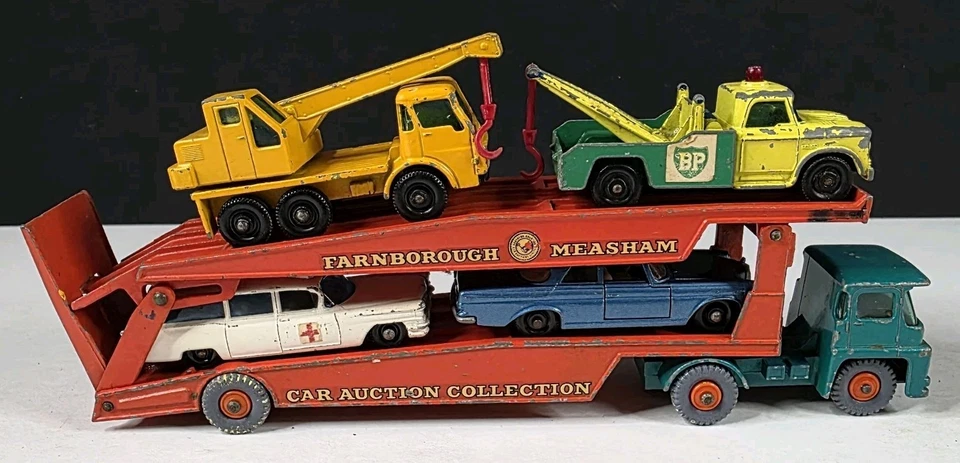 Lot of 5 Matchbox Guy Warrior Car Transporter BP Wrecker Crane Truck Mercedes - Image 2 of 4