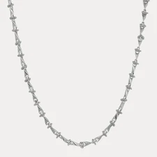 8mm Barbed Wire Chain Necklace - Real Solid 925 Sterling Silver Made In Italy