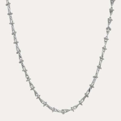 8 mm Stacheldraht Kette Halskette - Echt Massiv 925 Sterling Silber Made In Italy
