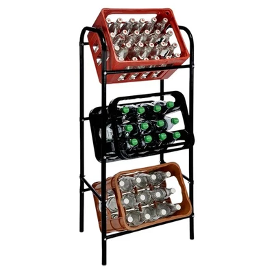 Metall Kastenständer schwarz 3 Kisten - 116x50cm - Getränkekisten Ständer Regal - Bild 1 von 4