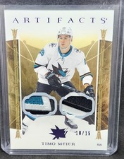 2022-23 Artifacts Hockey Timo Meier #116 Dual Patch Emerald 10/15
