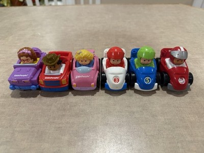 Fisher Price Vintage Little People Wheelies Cars Racers Lot Of 6