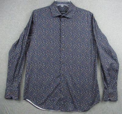 Bugatchi Shirt Medium Mens Animal Print Luxury Sport Classic 3 Way Stretch RARE