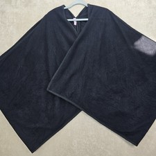 Cast & Rosa Womens Black Woven 100% Cashmere Poncho Made In Italy One Size