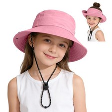 Kids UPF 50 Sun Hat for Boys Girls Wide Brim Lightweight Bucket Hat for Hiking