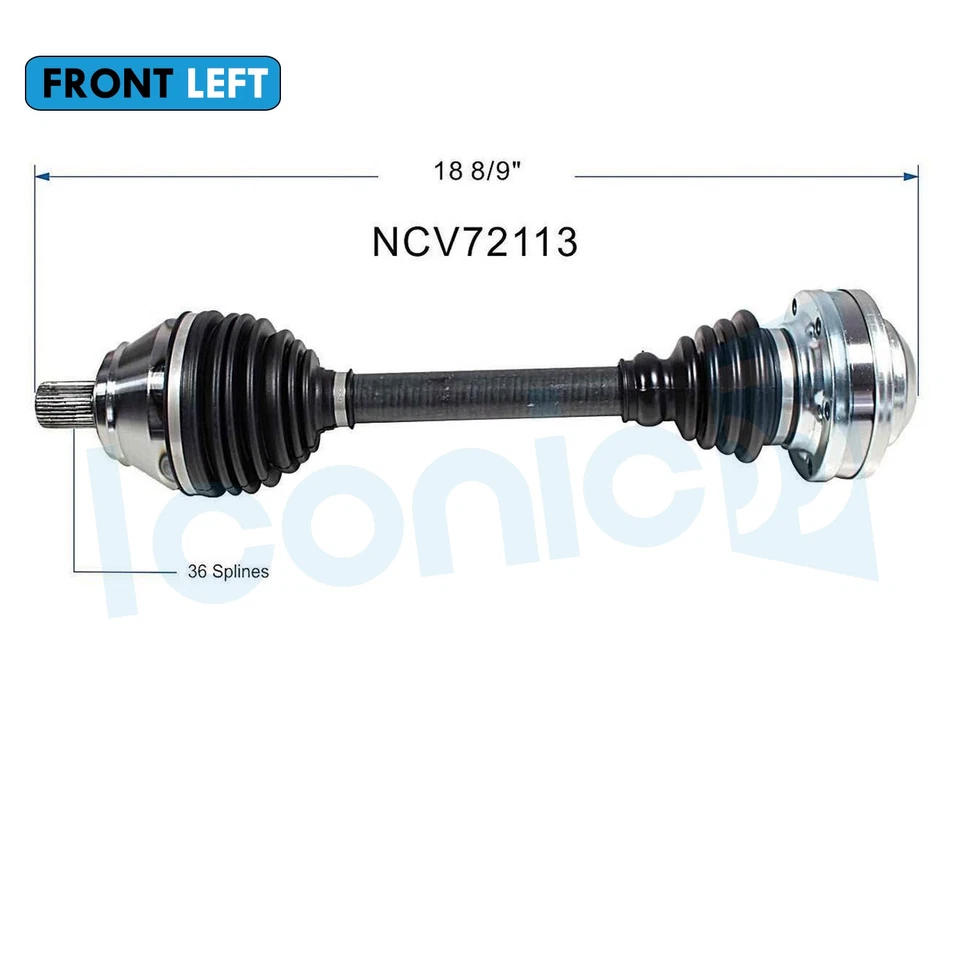 Conjunto de eje CV delantero izquierdo para VW Golf 2002-2003 2003-2006 Audi TT 1,8 L Foto 2 de 4