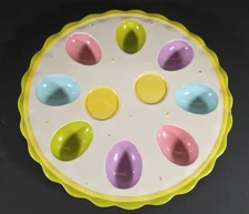 COLORFUL CERAMIC EASTER EGG / DEVILED EGG PLATTER From PIER 1