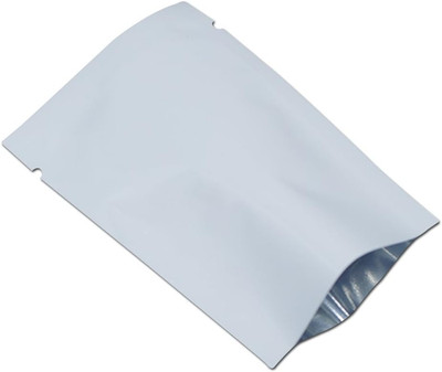 100 Pieces White Metallic Mylar Foil Open Top Sealable Bags 3.54x5.12 inch (3.15