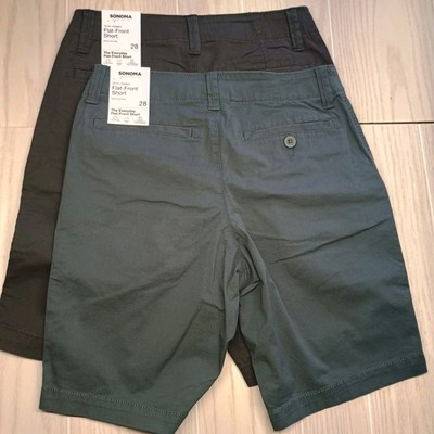 LOT OF 2 SONOMA Men's Chinco Shorts Size 28 10'' Inseam Ripstop Cotton Flat Front