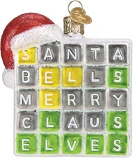 Merry Words Glass Blown Christmas Ornament Glitter Bauble Holiday Tree Decor
