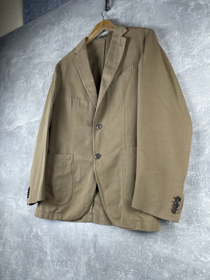 Boglioli Italian 3 Piece Suit Blazer Vest Pants Brown Cotton Linen Sz 48 - Image 3 of 4