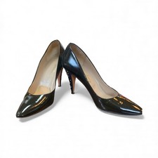 Vintage Garolini Italy Ladies Black And Navy Blue Studded Heels Size 6.5N