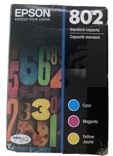 Epson 802 Cyan Magenta Yellow Ink Set T802120-BCS New