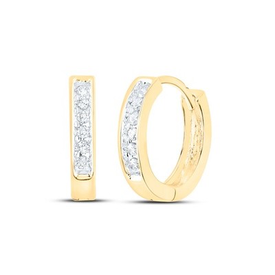 Runde Huggie-Creolen 0,12 kt natürlicher Diamant 10 kt Gelbgold