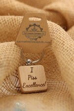 Wooden Keychain Humor Double Sided Laser Engraved Hardwood Gift