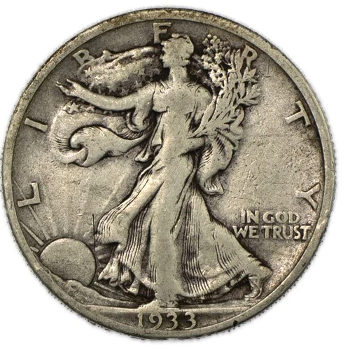 1933-S Walking Liberty Silver Half 50c Very Fine VF+