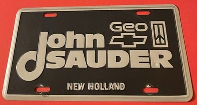John Sauder Chevrolet Geo Dealership Booster License Plate New Holland PA