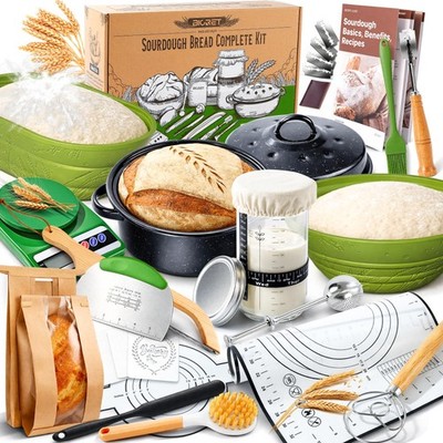 Sourdough Starter Kit for Beginners, 34 oz Jar with Large, Green