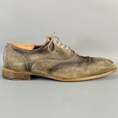 JOHN VARVATOS Size 10 Antique Grey Suede Oxford Lace-Up  display picture 2
