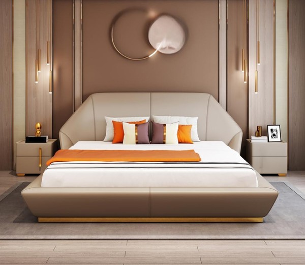 Modernes WeißEs Doppelbett Schlafzimmer Betten Designer MöBel Holzgestell-image