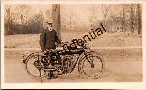 Real Photo 1917-1919 Indian Side-Valve Powerplus V-twin Motorcycle RPPC Y132