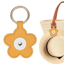 1-Pack Magnetic Hat Clip for Travel on Bag, PU Leather Flower, Yellow