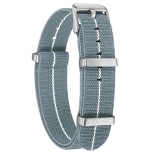 Elastic Nylon Watch Band 18mm Waterproof One-Piece Watch Strap, Grey/White