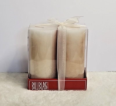 Bill Blass Home Decor Vanilla Pear Fragrance Pillar Candle Pair 6''
