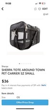 Sherpa Tote Around Town Pet Carrier Small Black with Black Trim Dog Cat