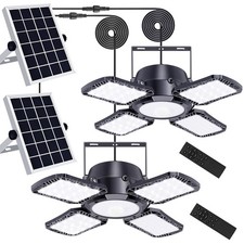 Solar Shed Light Indoor Outdoor Upgrade 176 LED 4 and 1 Heads Solar Powered M...